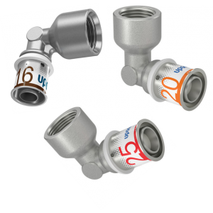 Uponor S-press - Knie schroefbus koppeling alle maten  Uponor S-press - Knie schroefbus koppeling alle maten